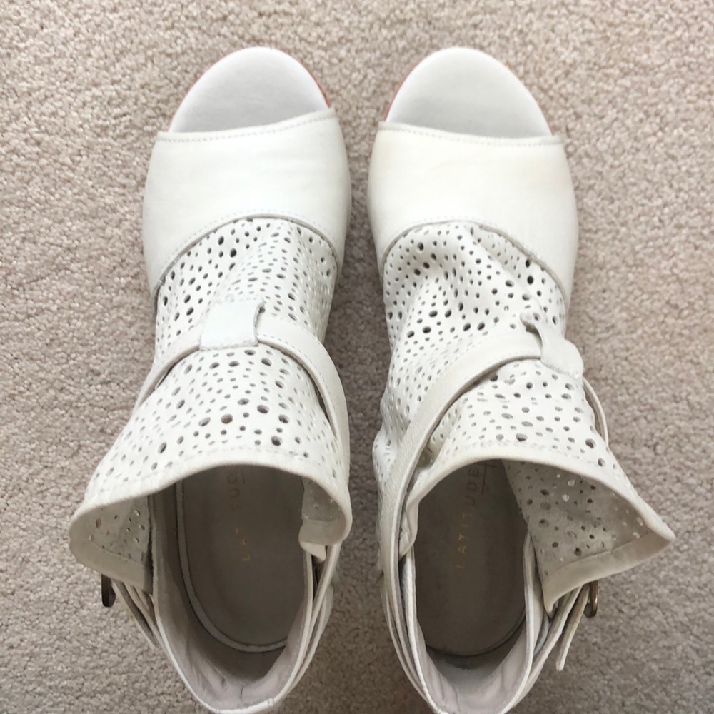 Latitude Femme Perforated Leather Peep Toe Booties
